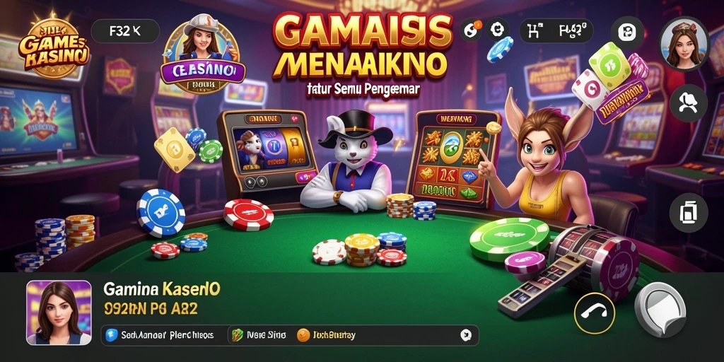 Screenshot dari gameplay F32 menunjukkan suasana kasino yang mendebarkan.