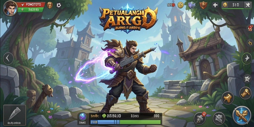 Tampilan gameplay FOMOTOTO yang penuh aksi di dunia fantastis.