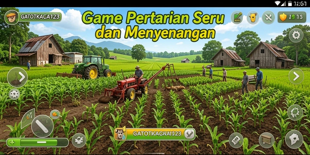 Tampilan menarik dari gameplay GATOTKACA123 dengan berbagai tanaman.